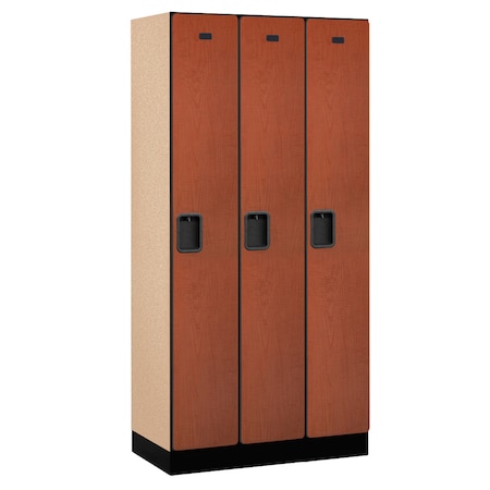 Salsbury Industries Wardrobe Locker, 36" W, 18" D, 76" H, (3) Wide, (3) Openings, Cherry 31368CHE